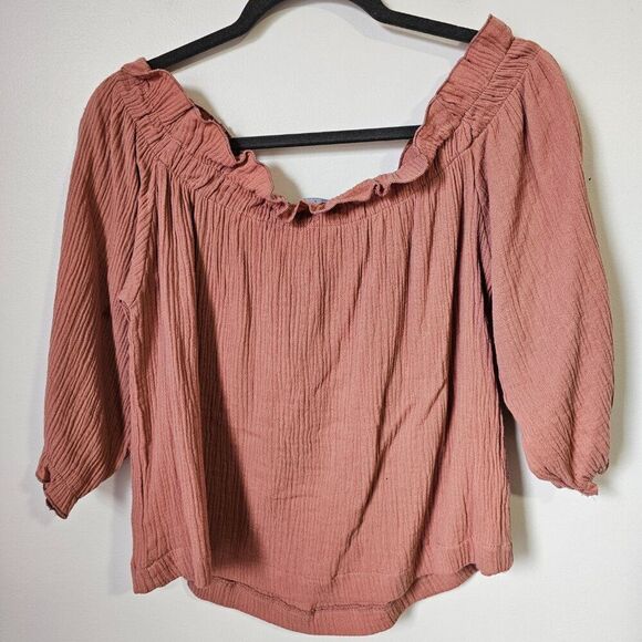 NWT LULUS MAUVE BOAT RUFFLED GAUZY TOP SIZE M - Picture 2 of 10